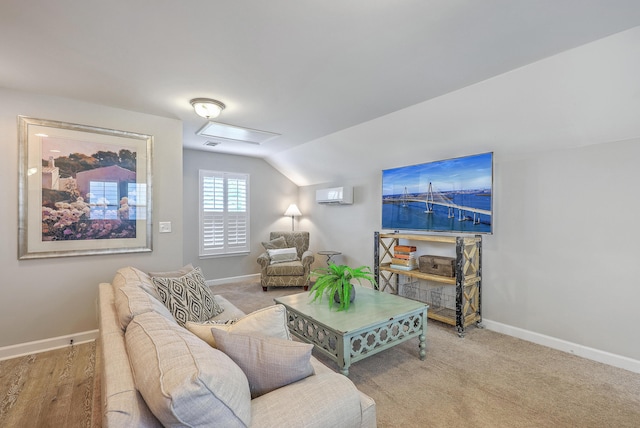 3152 Riverine, Charleston, SC 29414 - living area featuring a wall mounted AC, baseboards, and lofted ceiling