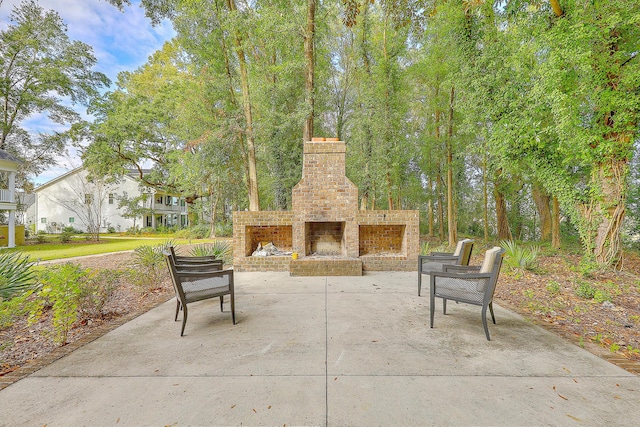 3152 Riverine, Charleston, SC 29414 - view of patio featuring an outdoor brick fireplace