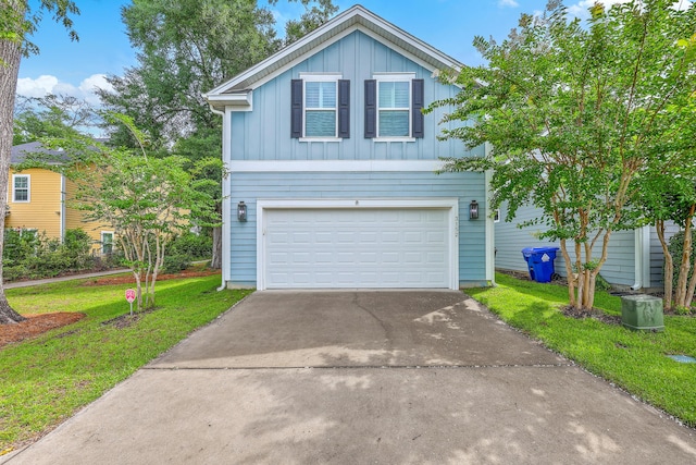 3152 Riverine, Charleston, SC 29414 - traditional-style home with board and batten siding, driveway, an attached garage, and a front yard