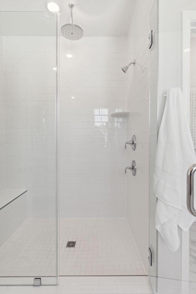 bathroom featuring a stall shower