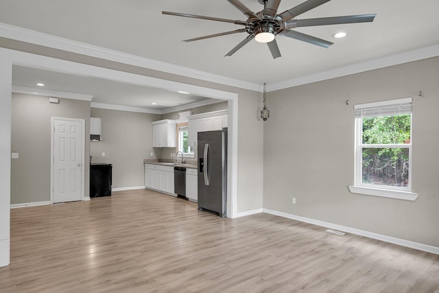 62 Wexford Way, Walterboro, SC 29488 - kitchen featuring stainless steel appliances, healthy amount of natural light, a ceiling fan, white cabinets, and recessed lighting