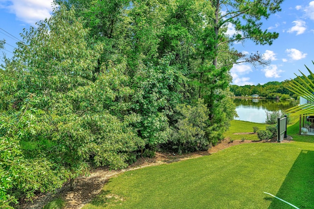 view of yard featuring a water view