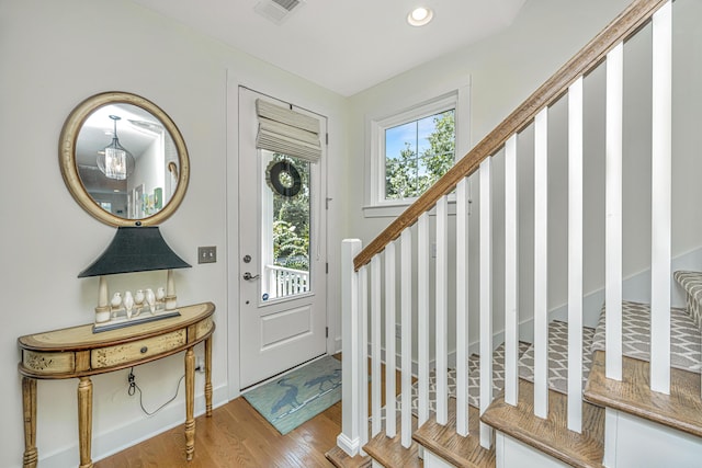 entryway with light wood-type flooring