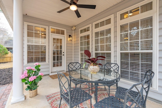 view of patio / terrace featuring ceiling fan