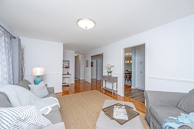 living area featuring wood finished floors