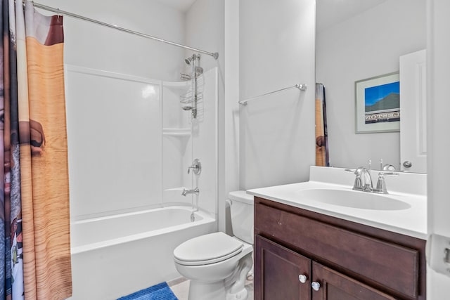 full bathroom featuring vanity, toilet, and shower / bath combo