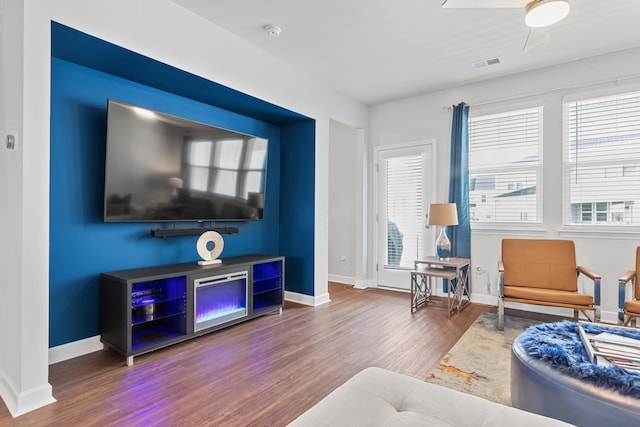 living room featuring wood-type flooring