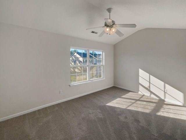136 Winding River Dr, Johns Island, SC 29455 - spare room with lofted ceiling, carpet flooring, baseboards, and ceiling fan