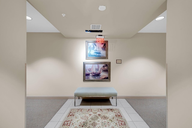 sitting room with light tile patterned flooring