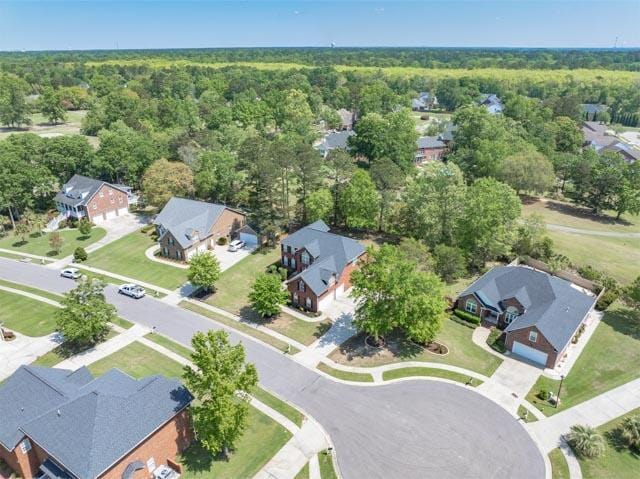 aerial view with a forest view and a residential view