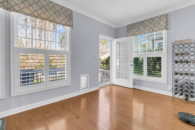 interior space featuring wood finished floors, a wealth of natural light, and baseboards