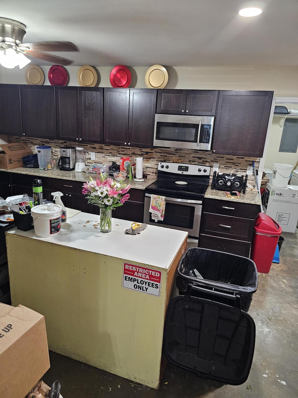 11 Hunters Ct, Goose Creek, SC 29445 - kitchen featuring appliances with stainless steel finishes, light countertops, concrete flooring, and backsplash