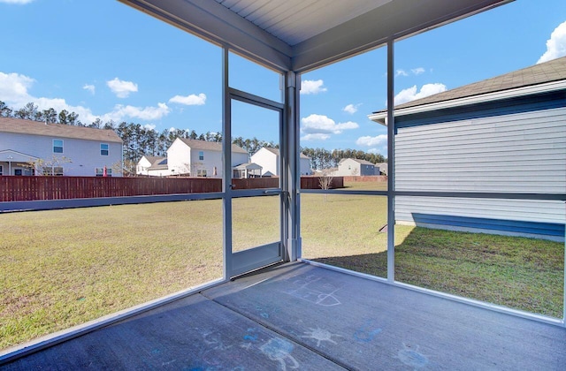 view of unfurnished sunroom