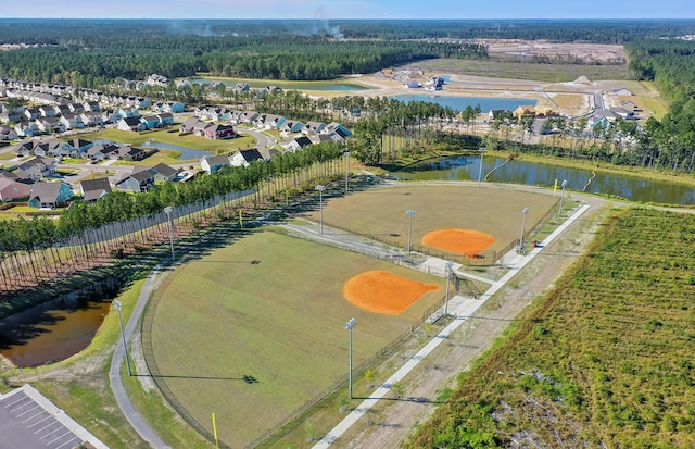 bird's eye view featuring a water view