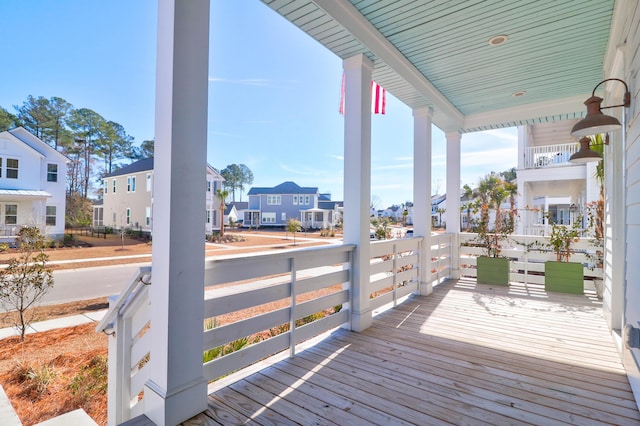 wooden terrace with covered porch