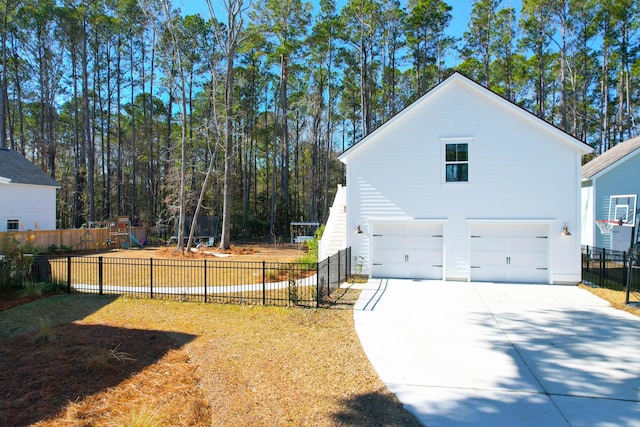 exterior space with a garage