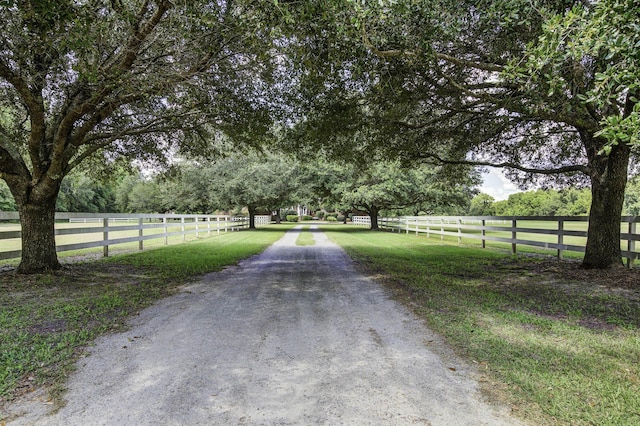 view of street with a rural view