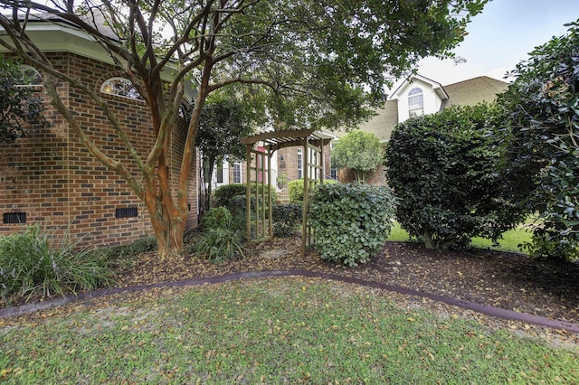 view of yard with a pergola