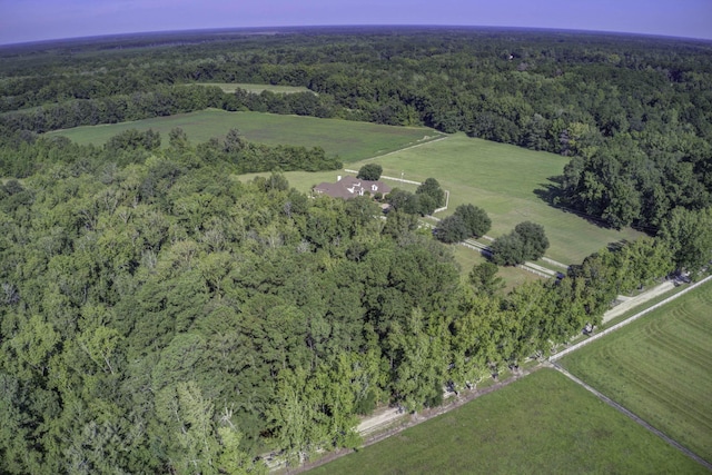 drone / aerial view with a rural view and a view of trees