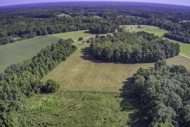 drone / aerial view with a rural view and a forest view