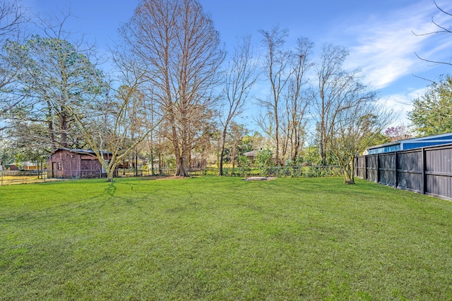 view of yard with a fenced backyard