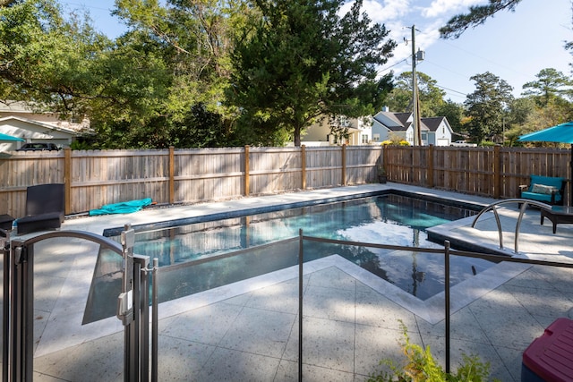 view of swimming pool with a patio area