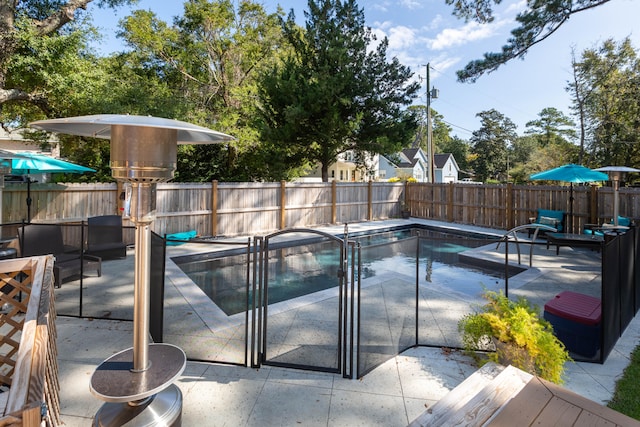 view of swimming pool with a patio area