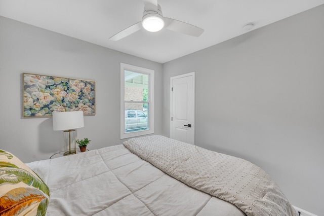 bedroom featuring ceiling fan