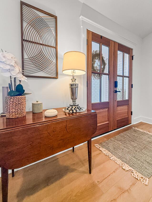 foyer entrance featuring french doors