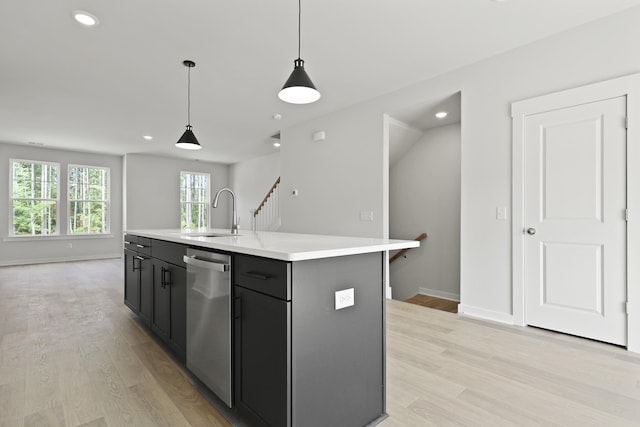 564 Scholar Way, Summerville, SC 29486 - kitchen with dishwasher, light wood-type flooring, light countertops, pendant lighting, and recessed lighting