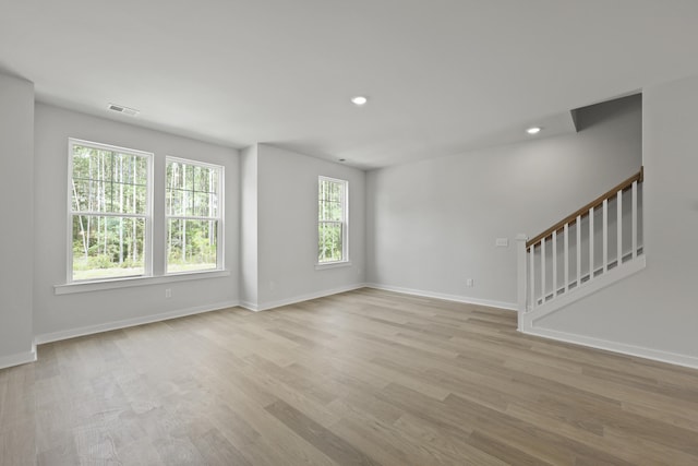 564 Scholar Way, Summerville, SC 29486 - unfurnished room featuring stairs, light wood-style flooring, and recessed lighting