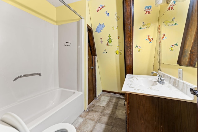 full bathroom featuring vanity, toilet, and tub / shower combination