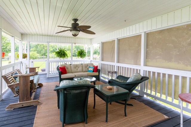 160 Syrr Run Rd, Saint George, SC 29477 - deck with a ceiling fan and an outdoor living space