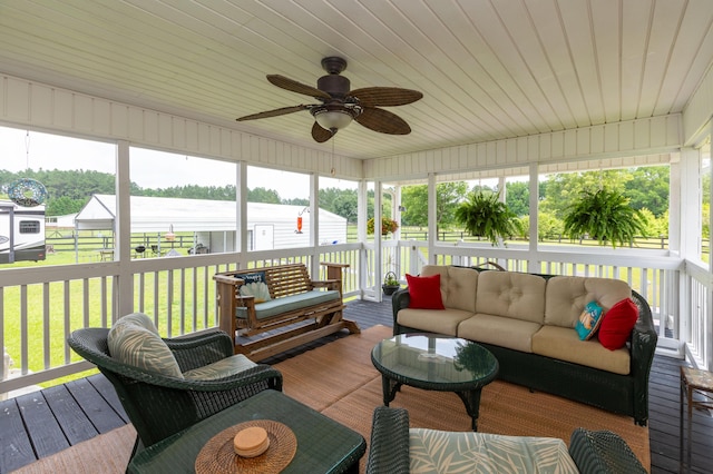 160 Syrr Run Rd, Saint George, SC 29477 - sunroom with an outdoor living space and ceiling fan