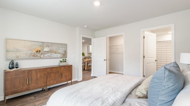 518 Golden Embers Way, Summerville, SC 29486 - bedroom featuring wood finished floors, ensuite bathroom, baseboards, a closet, and a spacious closet