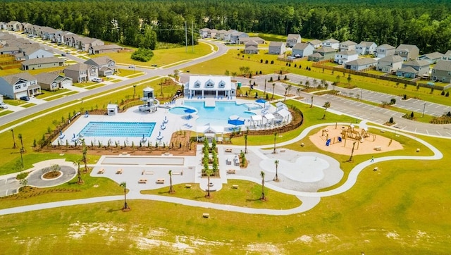 518 Golden Embers Way, Summerville, SC 29486 - aerial perspective of suburban area featuring a forest and a pool area