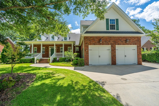 8725 Herons Walk, North Charleston, SC 29420 - traditional-style home featuring driveway, a porch, a garage, a front lawn, and brick siding