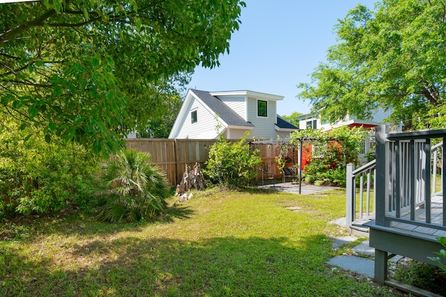 view of yard with a fenced backyard