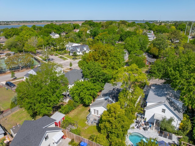 birds eye view of property with a residential view