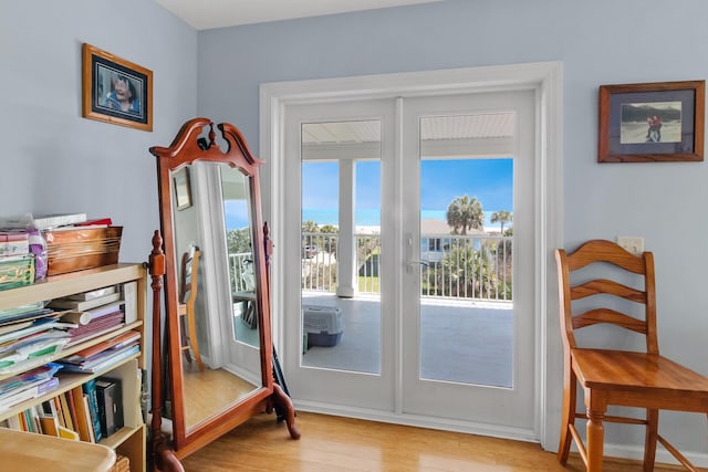 doorway featuring light wood-style flooring