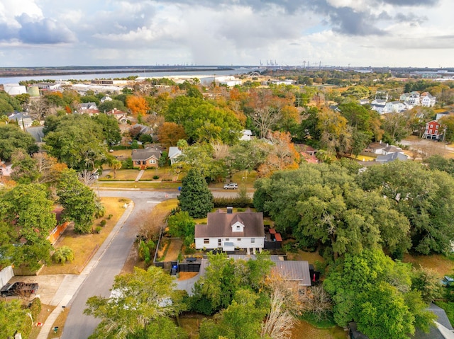 bird's eye view featuring a water view