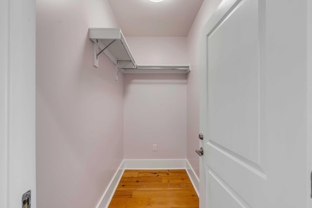 walk in closet featuring wood finished floors