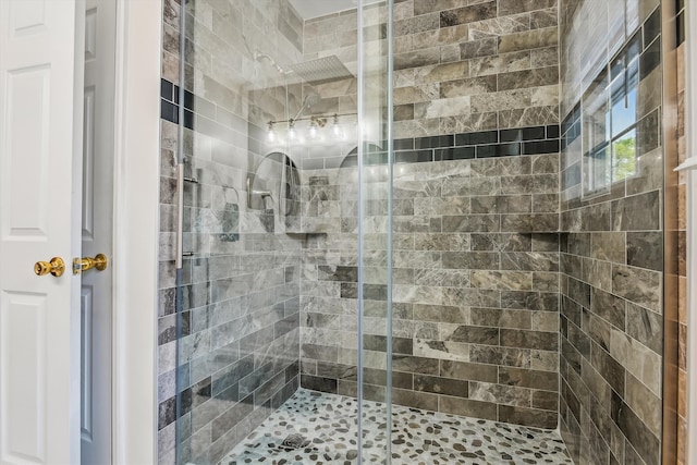 bathroom with a stall shower