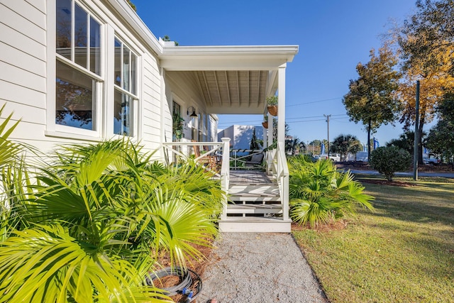 exterior space featuring covered porch