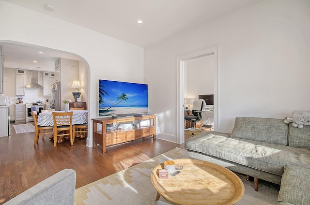 living room with hardwood / wood-style floors