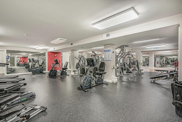 exercise room with visible vents