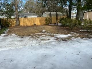 view of yard covered in snow