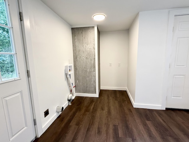 208 Orange St, Walterboro, SC 29488 - laundry room with dark wood-style floors and baseboards