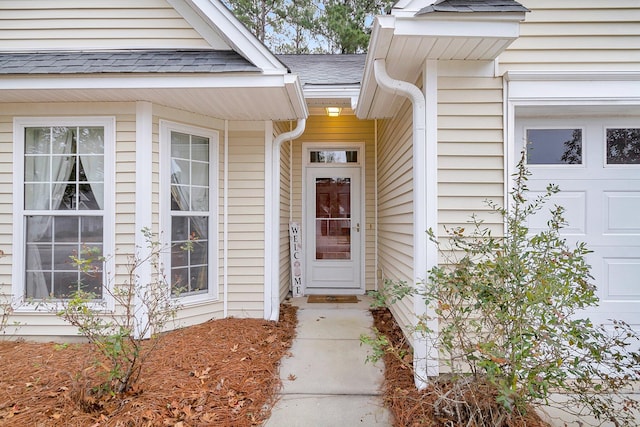 entrance to property with a garage