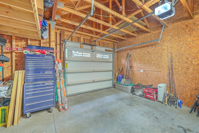 garage with a garage door opener